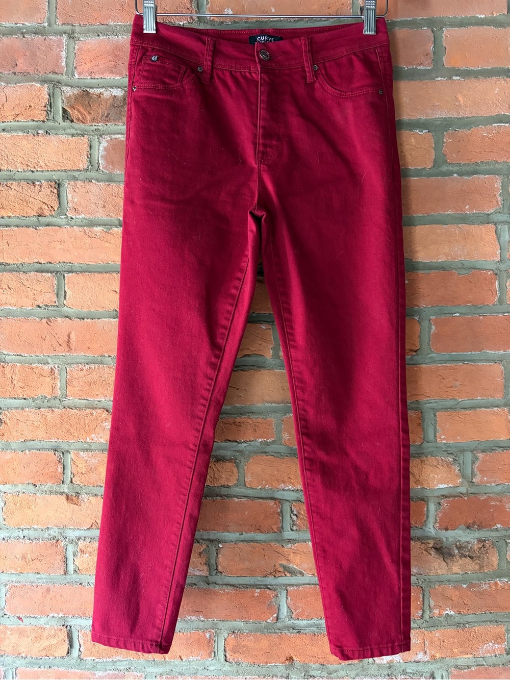 Curve Appeal Minimalist Jegging Burgundy Red Stretch Skinny Pants, size 4